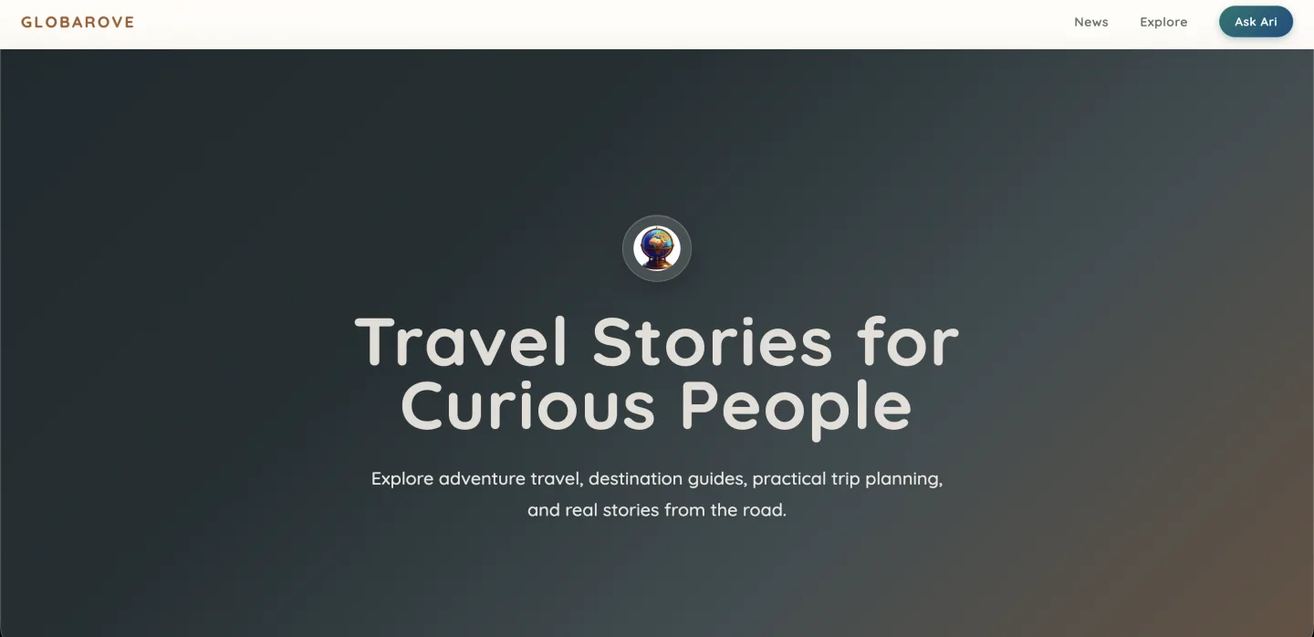 Screenshot of the Globarove website